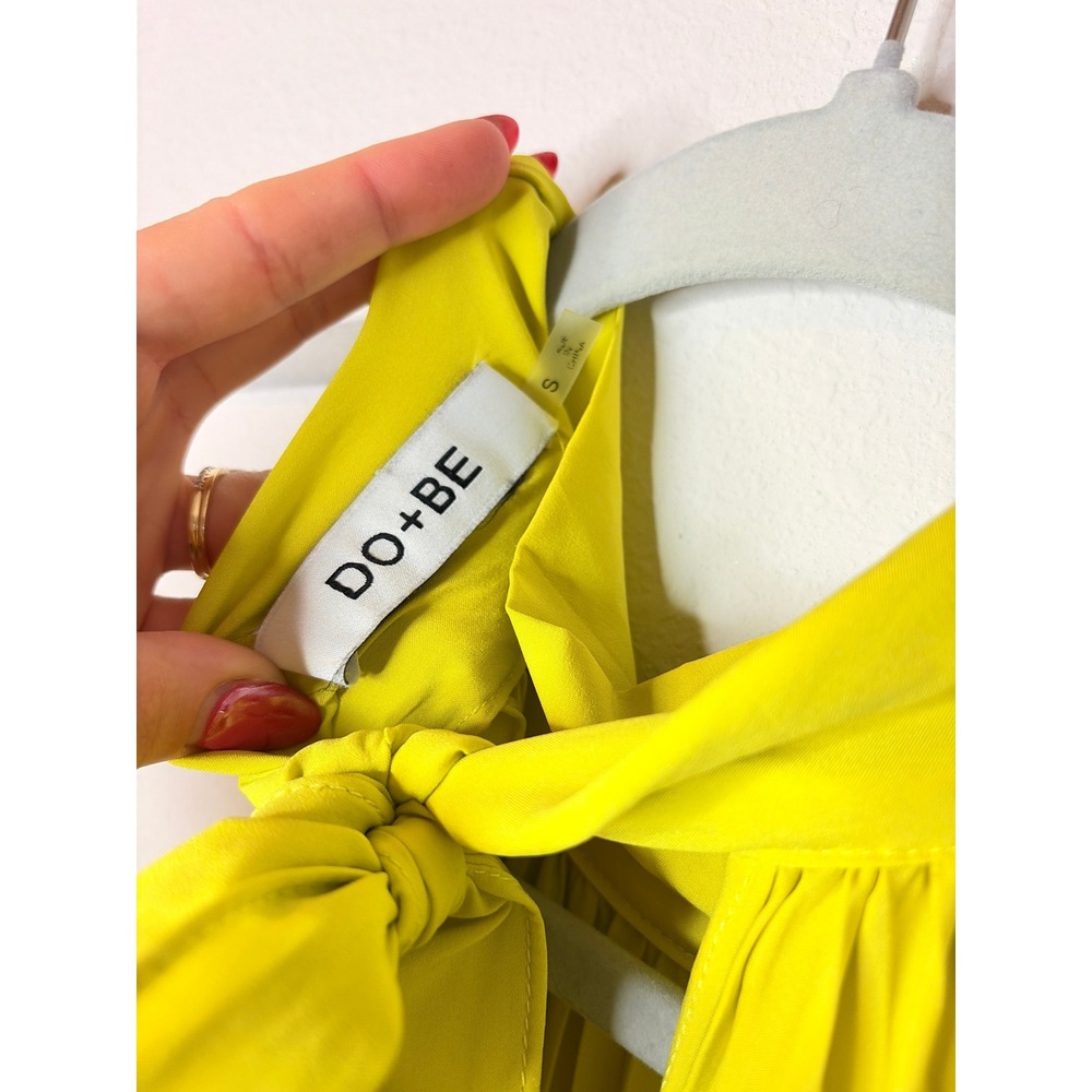 Wedding Guest Pleated High Neck Halter Dress Lime Green Women's Small - Picture 7 of 10